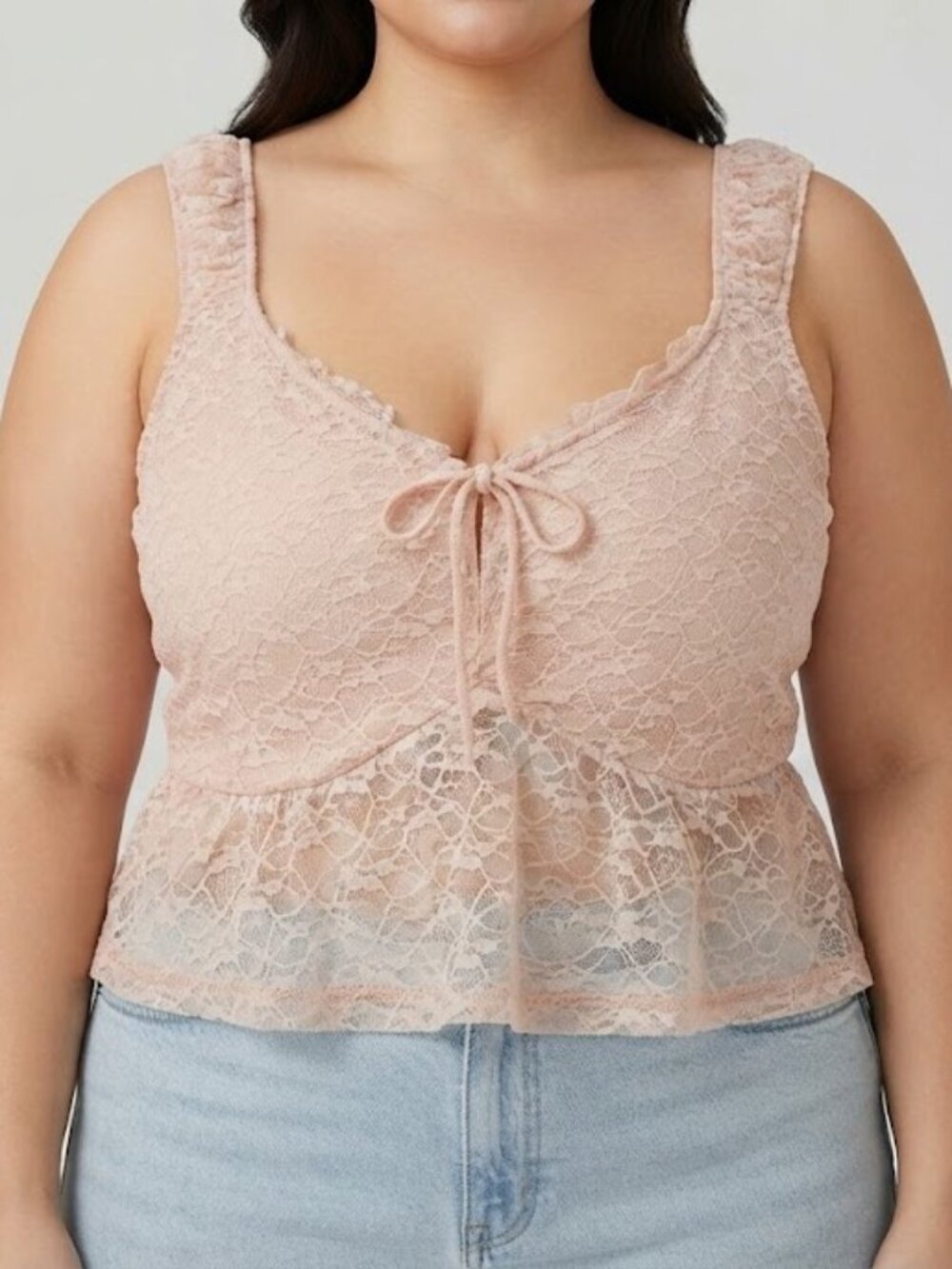 Light Blush Lace Baby Doll Crop Top